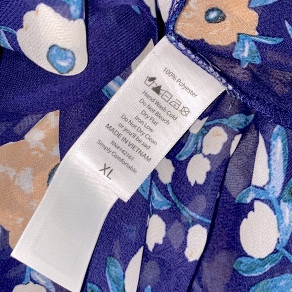 Lularoe Daphne blue floral cardigan with belt size XLarge - Picture 10 of 11